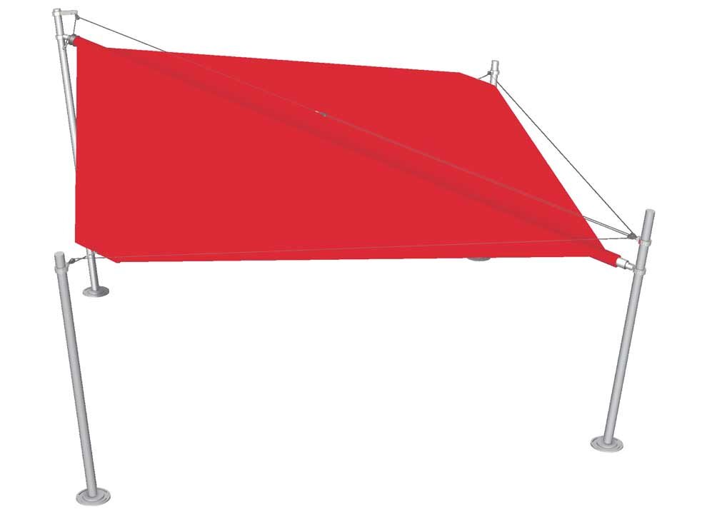 Wasserdurchlässiges Sonnensegel in rot